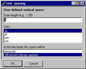 user-defined vertical spacing
